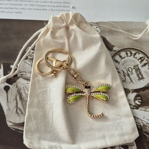 Gold and Green Dragonfly Keychain